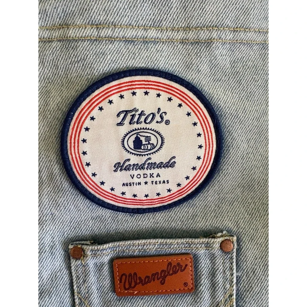 Tito's Handmade Vodka Wrangler Denim Bottle Sleeve Bag Drawstring New No Bottle